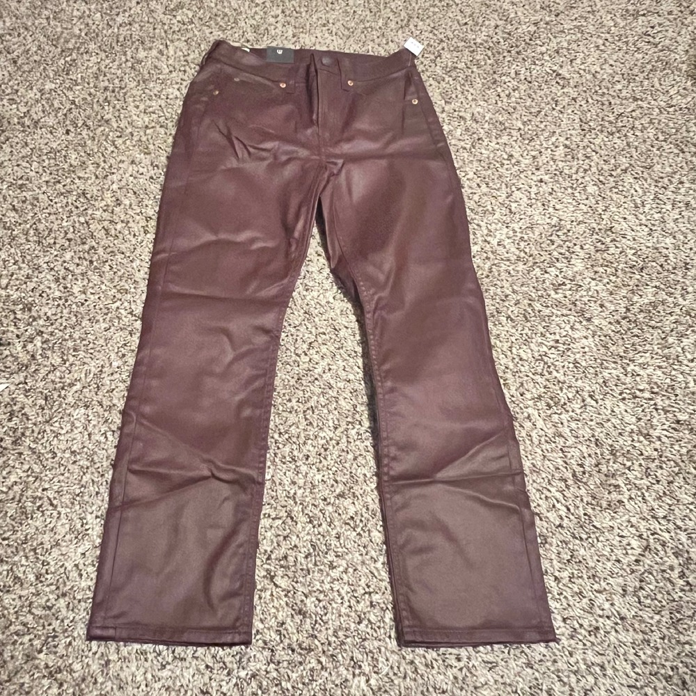 GAP Vintage Slim Mid‎ Rise Coated Pants Burgundy Bootcut Size 26